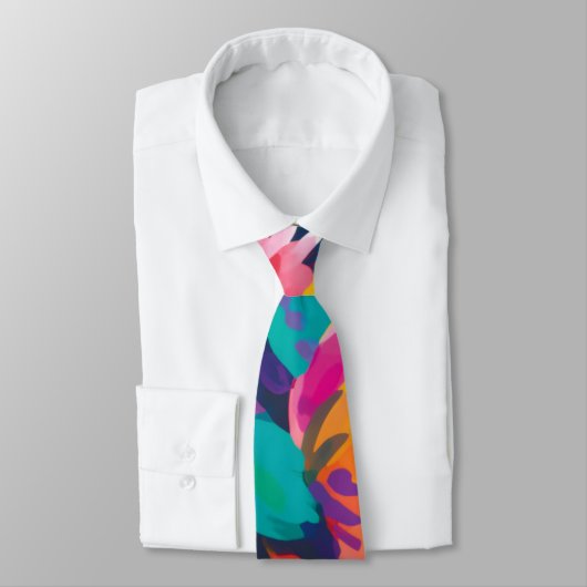 Kleurrijke Abstracte Bloemen Stropdas Bold Modern  (Gebonden)