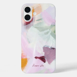 Kleurrijke Abstracte Bloemschildering Jouw Naam iPhone 16 Plus Hoesje