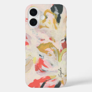 Kleurrijke Abstracte Bloemschildering Jouw Naam iPhone 16 Hoesje