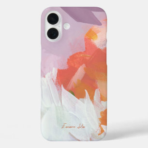 Kleurrijke Abstracte Bloemschildering Uw Naam iPhone 16 Plus Hoesje
