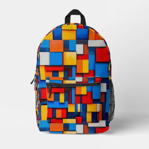 Kleurrijke abstracte blokken bedrukte rugzak