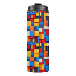 Kleurrijke abstracte blokken thermosbeker