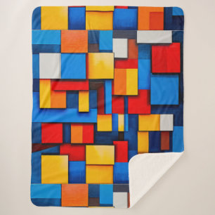Kleurrijke Abstracte Blokken Voor Huisdecoratie Sherpa Deken