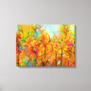 Kleurrijke Abstracte bomen in de bosmuur Canvas Afdruk