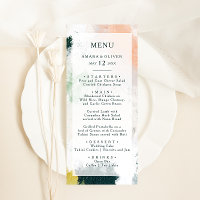 Kleurrijke Abstracte bruiloft diner menu