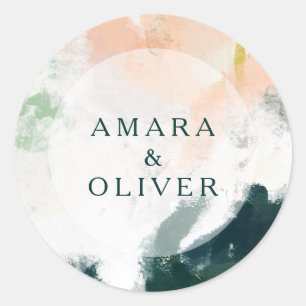 Kleurrijke Abstracte bruiloft envelop afdichtingen Ronde Sticker