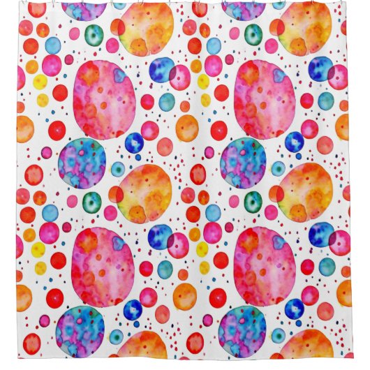 Kleurrijke Abstracte Bubbels Waterverf Douchegordijn (Voorkant)