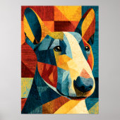 Kleurrijke Abstracte Bull Terrier Geometrische Pos Poster (Voorkant)