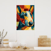Kleurrijke Abstracte Bull Terrier Geometrische Pos Poster (Keuken)