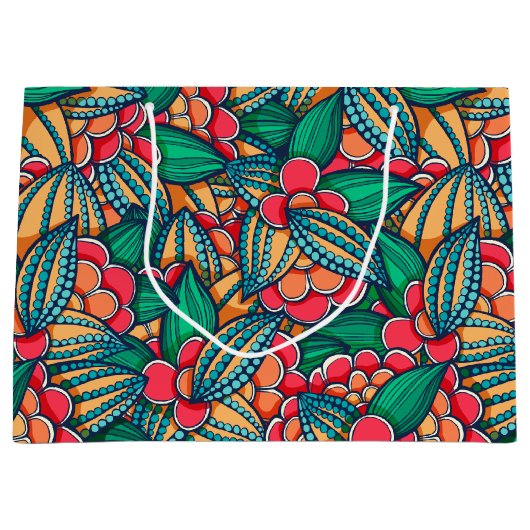 Kleurrijke abstracte cacaobonen, geïllustreerd pat groot cadeauzakje (Voorkant)