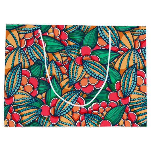 Kleurrijke abstracte cacaobonen, geïllustreerd pat groot cadeauzakje (Achterkant)