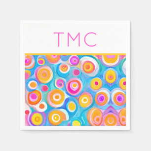 Kleurrijke Abstracte Circle Art Lover INITIALEN Pl Servet