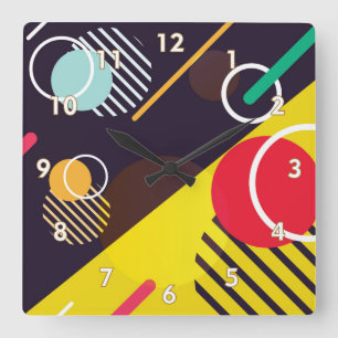 Kleurrijke Abstracte cirkels en lijnen Vierkante Klok