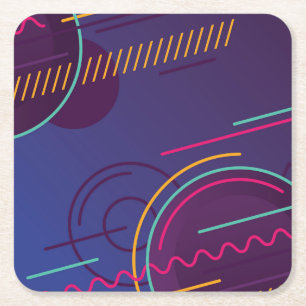 Kleurrijke Abstracte cirkels, lijnen en wolken Vierkante Kartonnen Onderzetter