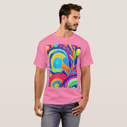 Kleurrijke Abstracte cirkels schilderen T-shirt (Voorkant volledig)