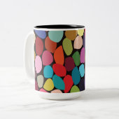 Kleurrijke Abstracte cirkels Tweekleurige Koffiemok (Voorkant links)
