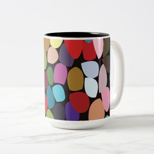 Kleurrijke Abstracte cirkels Tweekleurige Koffiemok (Voorkant rechts)