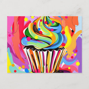Kleurrijke Abstracte cupcake met levendige tinten Briefkaart