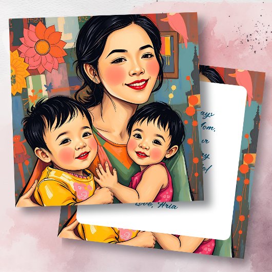 Kleurrijke Abstracte dank je mam | Moederdag Kaart