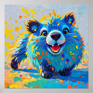 Kleurrijke abstracte dier kunst ontwerp van een be poster