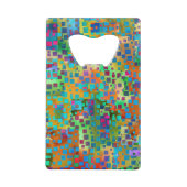 Kleurrijke Abstracte Digitale Kunst met Vierkanten Kredietkaart Flessenopener (Achterkant)