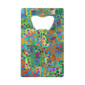 Kleurrijke Abstracte Digitale Kunst met Vierkanten Kredietkaart Flessenopener (Voorkant)