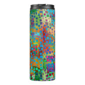 Kleurrijke Abstracte digitale kunst met vierkanten Thermosbeker (Achterkant)