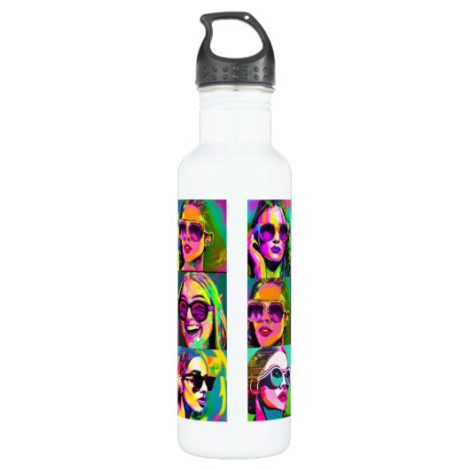 Kleurrijke Abstracte digitale kunst | Vrouwen in Z Waterfles (Achterkant)