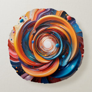 Kleurrijke Abstracte Draaikolk Moderne Kunst Huisd Rond Kussen