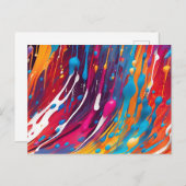 Kleurrijke Abstracte druppelverf Briefkaart (Voorkant / Achterkant)