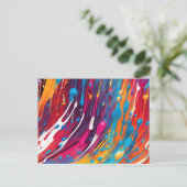 Kleurrijke Abstracte druppelverf Briefkaart (Staand voorkant)