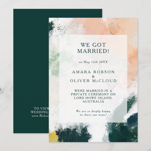 Kleurrijke Abstracte Elopement Aankondiging (Voorkant / Achterkant)