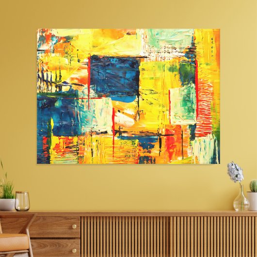 Kleurrijke Abstracte expressie Canvas Afdruk (Insitu (Woonkamer))