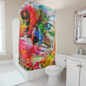 Kleurrijke Abstracte expressionistische Cat Art Pr Douchegordijn (In situ)