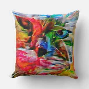 Kleurrijke Abstracte expressionistische Cat Art Pr Kussen