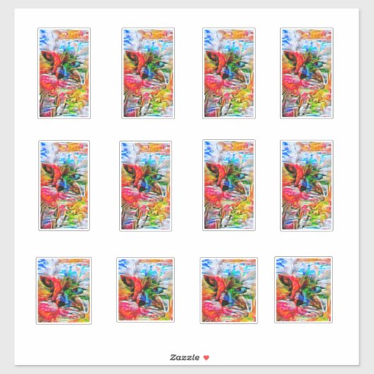 Kleurrijke Abstracte expressionistische Cat Art Pr Sticker (Vel)