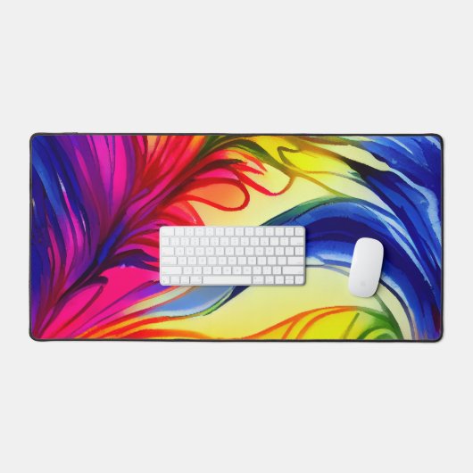 Kleurrijke Abstracte Feather Desk Mat (Keyboard & Muis)