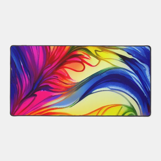 Kleurrijke Abstracte Feather Desk Mat (Voorkant)