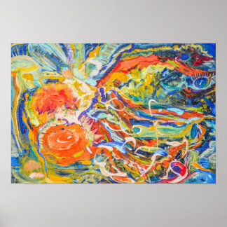 Kleurrijke Abstracte Fijne Kunst 19" x 13" Poster