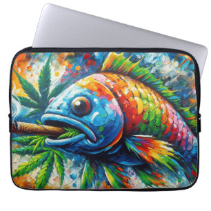 Kleurrijke Abstracte Fish Wall Decor Art Laptop Sleeve