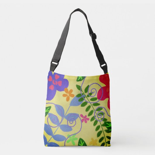 Kleurrijke Abstracte Floral Crossbody Tas (Voorkant)