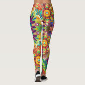 Kleurrijke Abstracte Floral Leggings (Achterkant)
