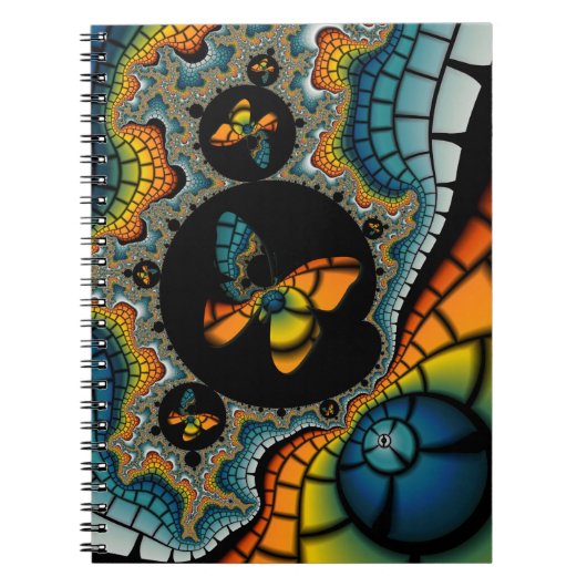 kleurrijke abstracte Fractal Butterfly Cacoon Notitieboek (Voorkant)