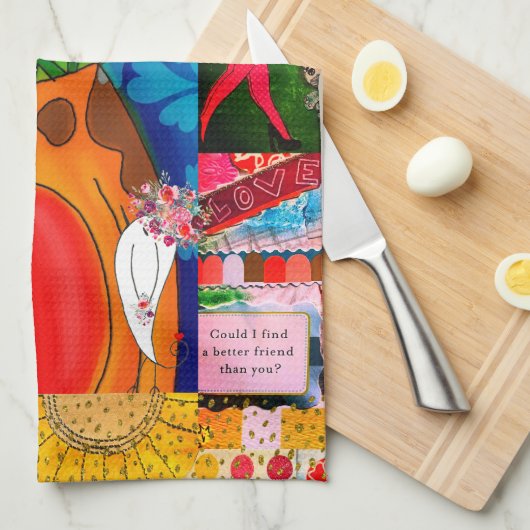 Kleurrijke Abstracte gemengde kat collage Theedoek (Quarter Fold)