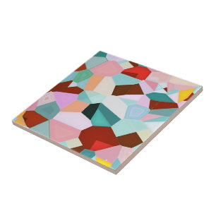 Kleurrijke Abstracte Geometrische Glas Kunst Tegeltje