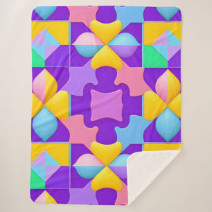 Kleurrijke Abstracte Geometrische Patronen Sherpa Deken