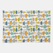 Kleurrijke Abstracte geometrische retro midden eeu Theedoek (Horizontaal)