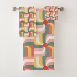 Kleurrijke Abstracte geometrische speldenwielen Bad Handdoek