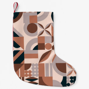 Kleurrijke abstracte geometrische vormmozaïekbackg kleine kerstsok