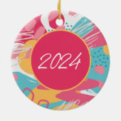 Kleurrijke Abstracte gepersonaliseerde Keramisch Ornament (Achterkant)